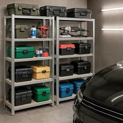 Lot de 2 étagères modulables 70 cm acier galvanisé charge maximale 875kg - L70xP30xH154 cm