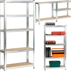 Lot de 2 étagères modulables 70 cm acier galvanisé charge maximale 875kg - L70xP30xH154 cm