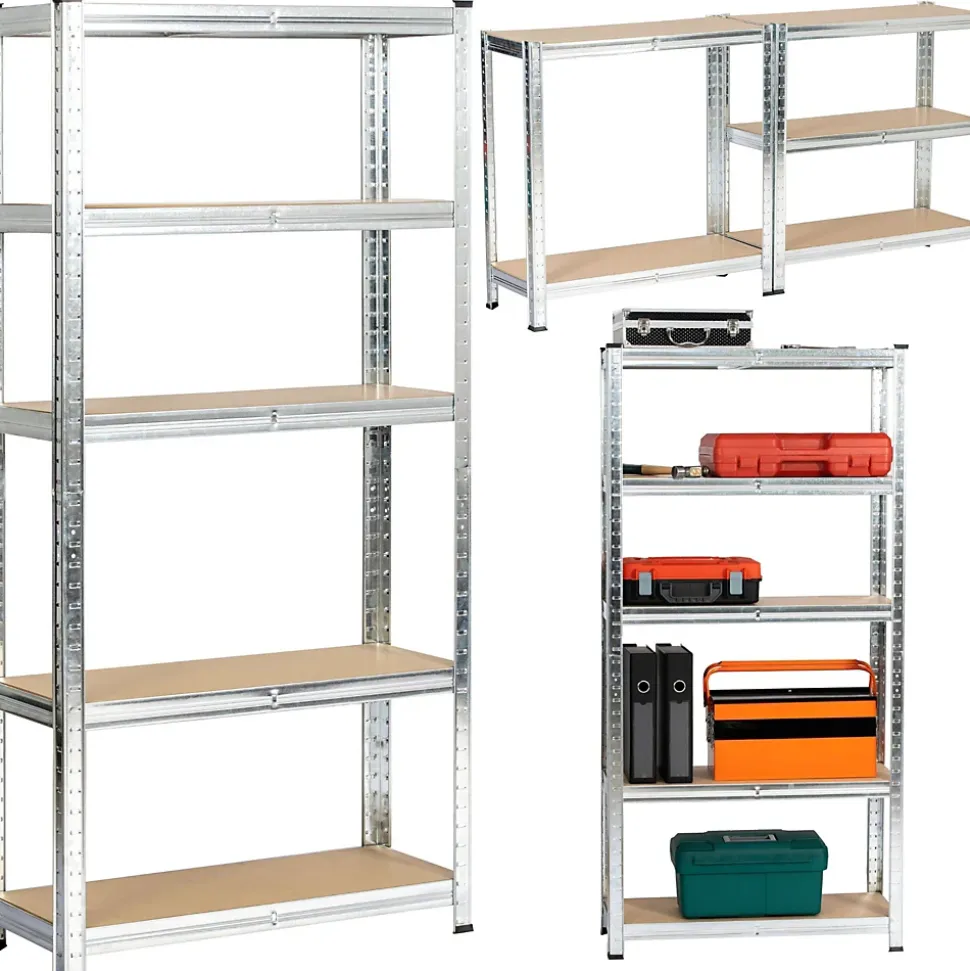 Lot de 2 étagères modulables 70 cm acier galvanisé charge maximale 875kg - L70xP30xH154 cm