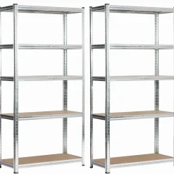Lot de 2 étagères modulables 90 cm acier galvanisé charge maximale 875kg - L90xP40xH180 cm