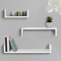 Lot de 3 étagères murales blanches