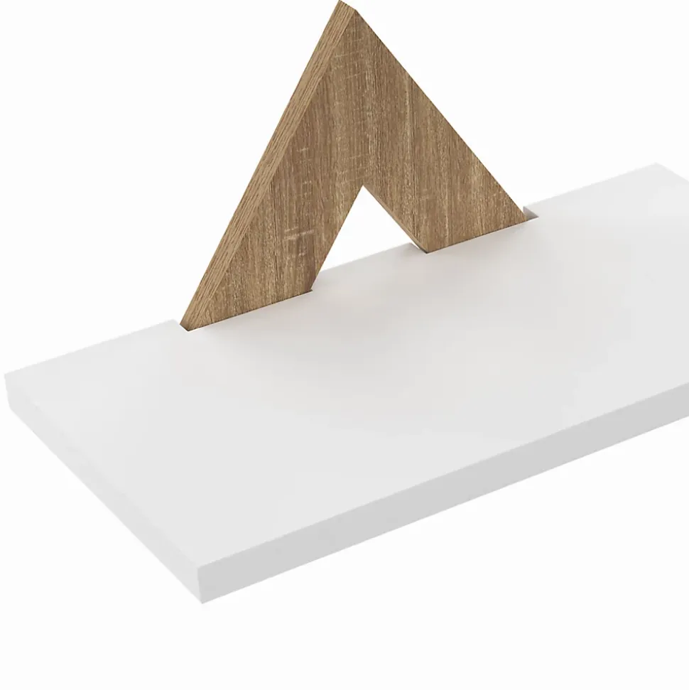 Lot de 3 étagères murales IRIS façon hêtre et blanc