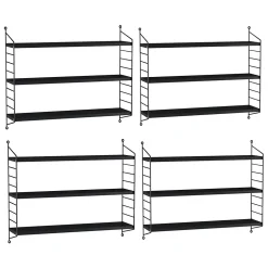 Lot de 4 étagères murales Strängnäs acier 50 x 60 x 15 cm noir en.casa