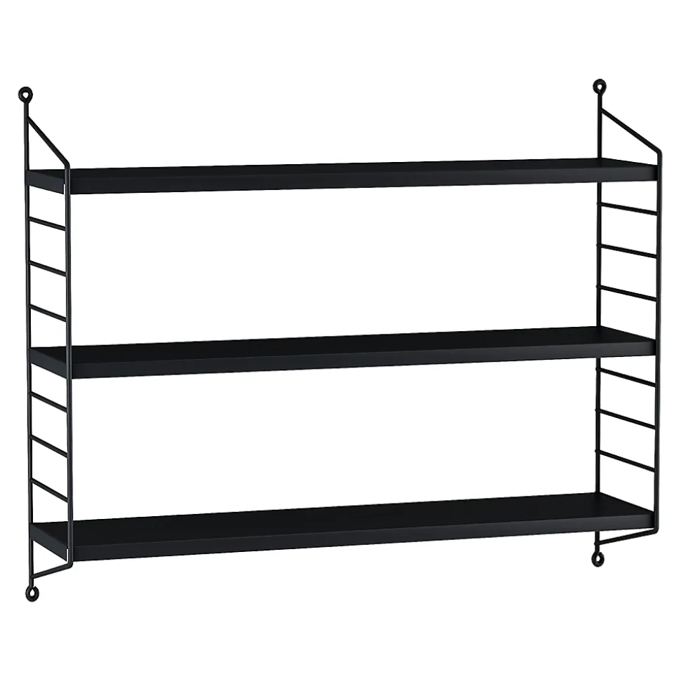 Lot de 4 étagères murales Strängnäs acier 50 x 60 x 15 cm noir en.casa