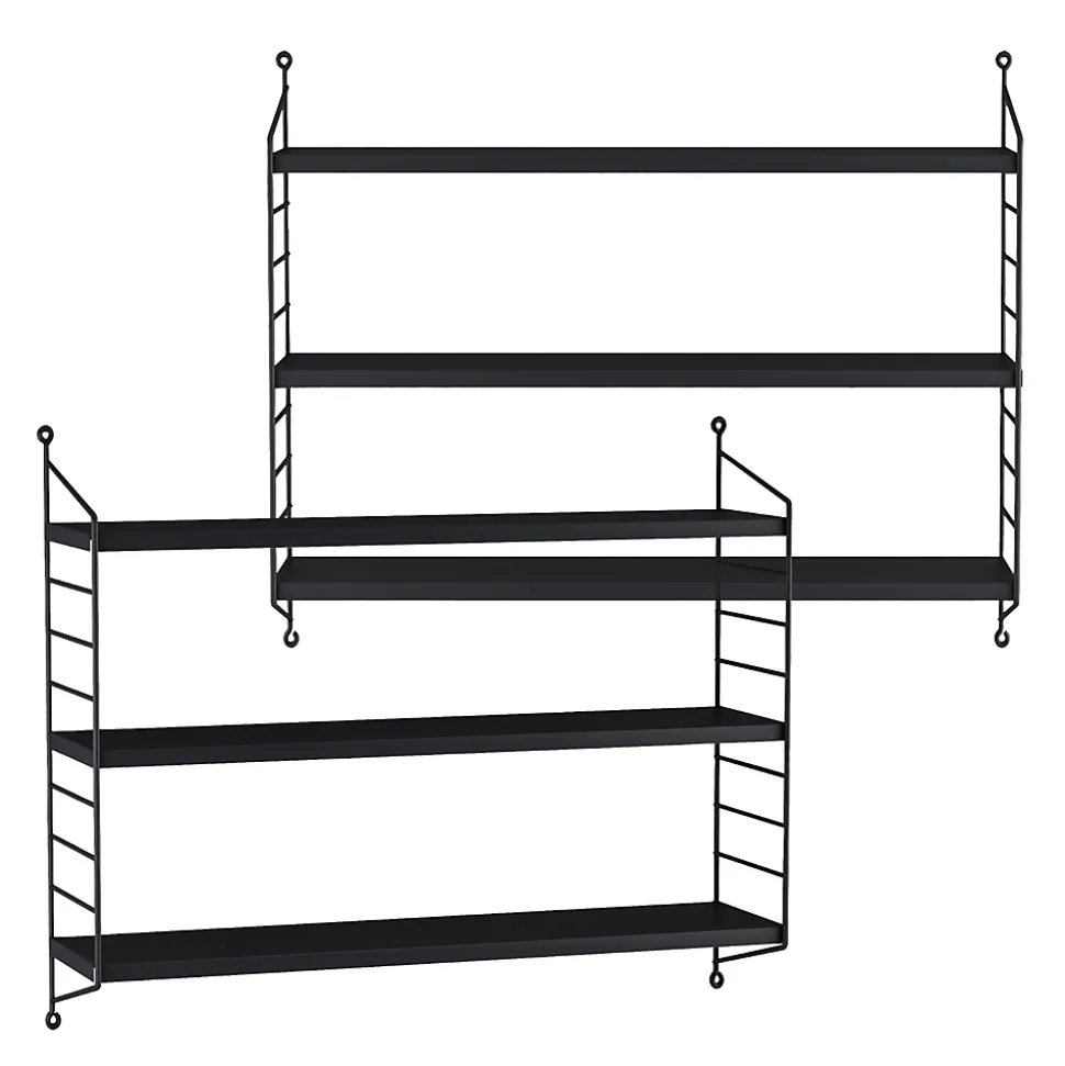 Lot de 2 étagères murales Strängnäs acier 50 x 60 x 15 cm noir en.casa