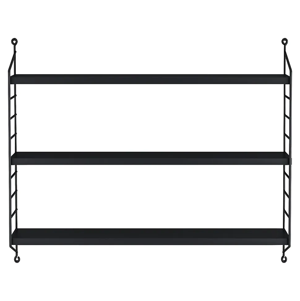 Lot de 2 étagères murales Strängnäs acier 50 x 60 x 15 cm noir en.casa