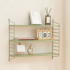Lot de 2 étagères murales Strängnäs acier 50 x 60 x 15 cm olive en.casa