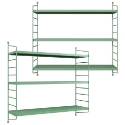 Lot de 2 étagères murales Strängnäs acier 50 x 60 x 15 cm vert pastel mat en.casa