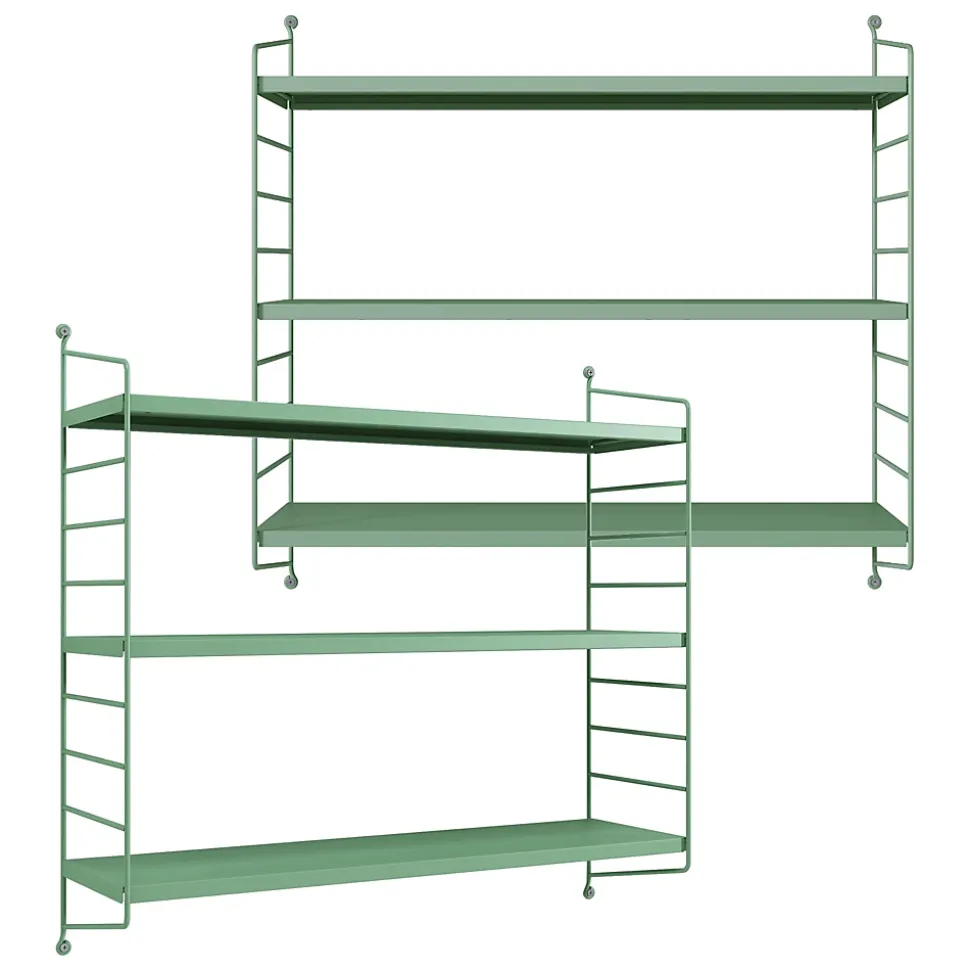 Lot de 2 étagères murales Strängnäs acier 50 x 60 x 15 cm vert pastel mat en.casa