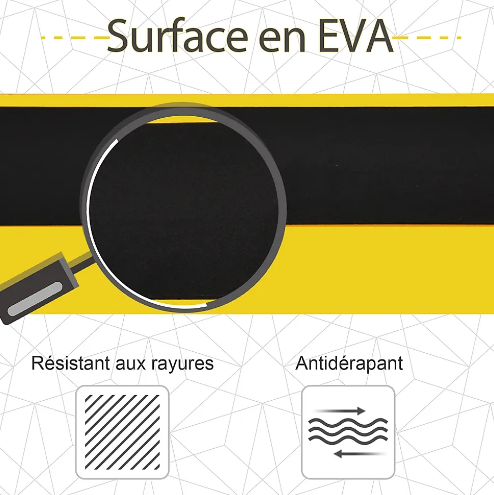 Lot de 2 tréteaux pliables telescopiques poignée transport dim. 100L x 49l x 62-89,5H cm surface antidérapante métal noir jaune