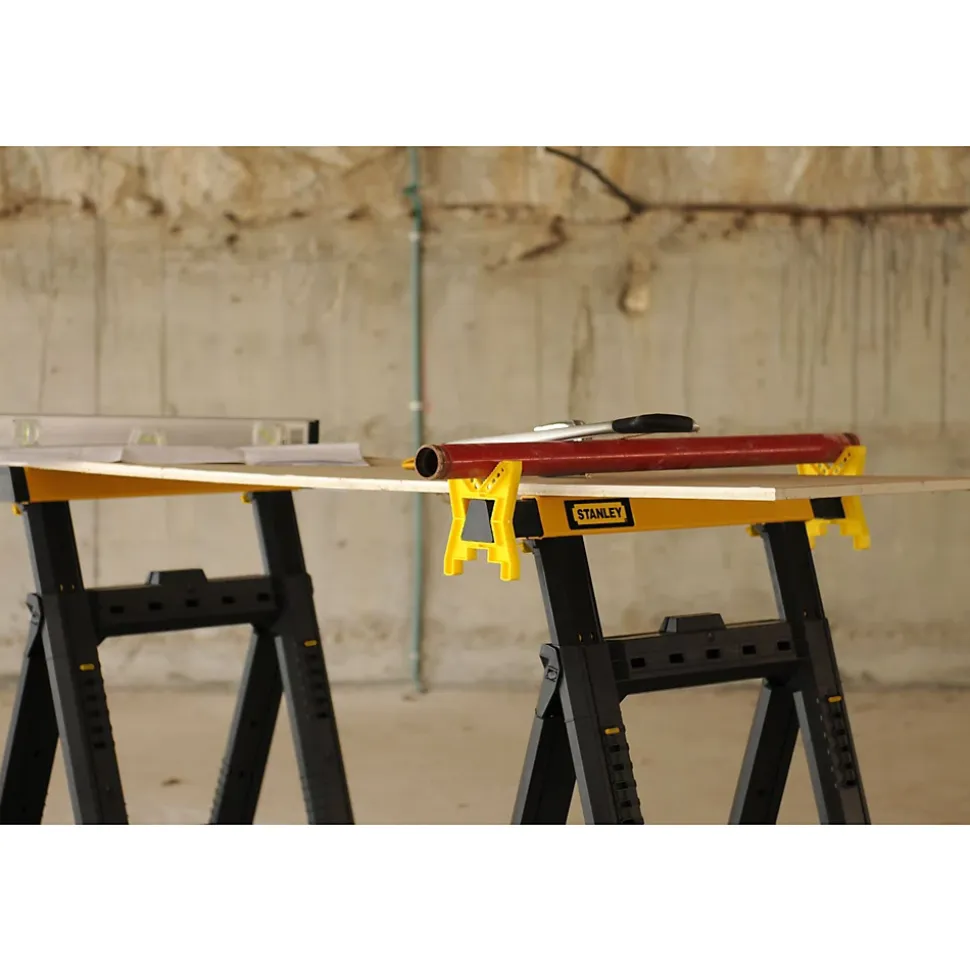 Lot de 2 tréteaux pliables télescopiques charge max. 450 kg STANLEY