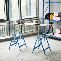 Lot de 2 tréteaux pliables télescopiques hauteur réglable 80-130 cm bleu