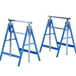 Lot de 2 tréteaux pliables télescopiques hauteur réglable 80-130 cm bleu
