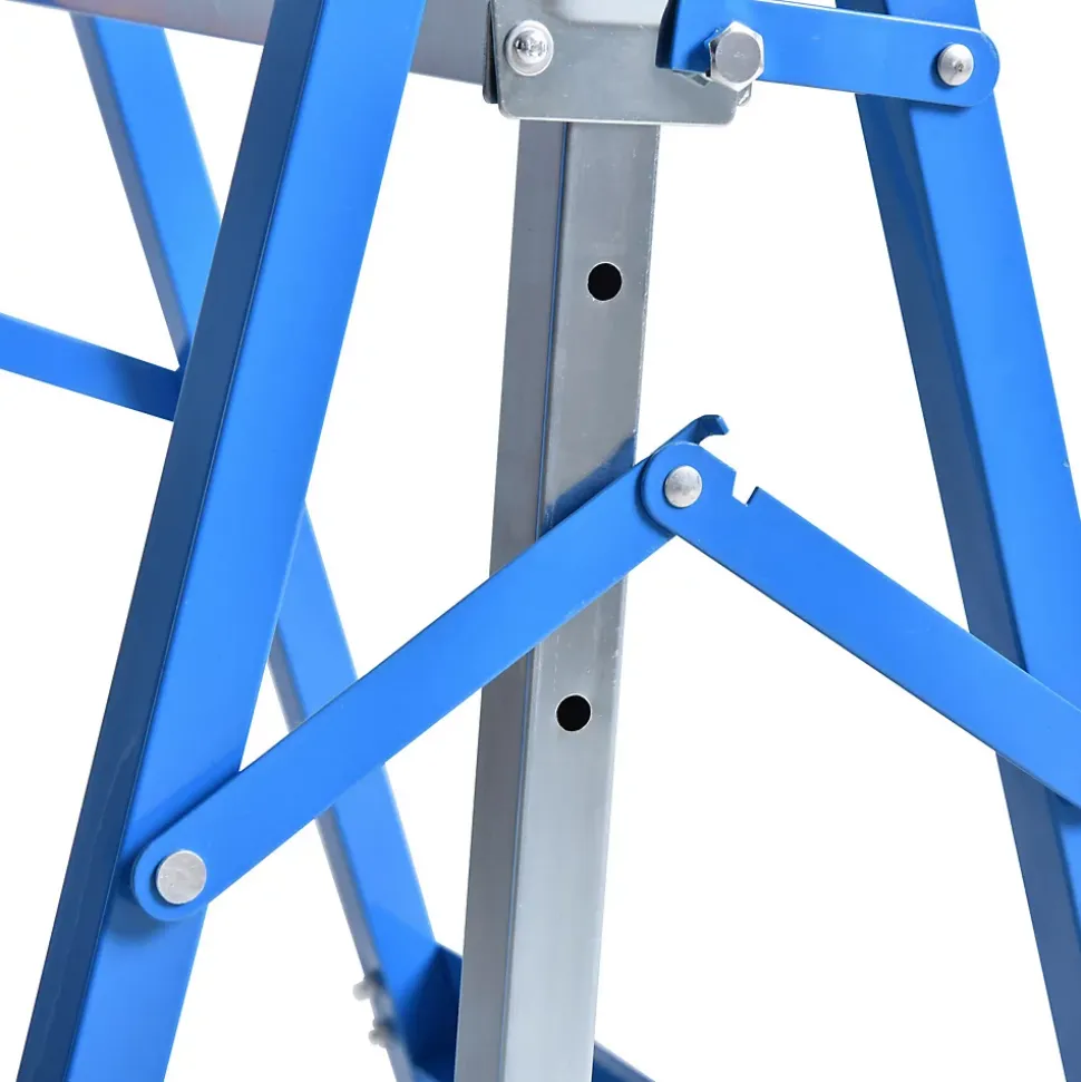 Lot de 2 tréteaux pliables télescopiques hauteur réglable 80-130 cm bleu