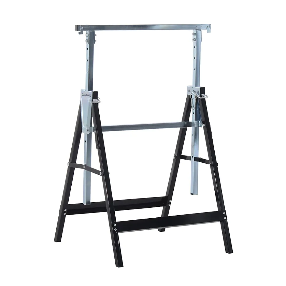 Lot de 2 tréteaux pliables télescopiques hauteur réglable 80-130 cm noir