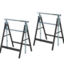 Lot de 2 tréteaux pliables télescopiques hauteur réglable 80-130 cm noir