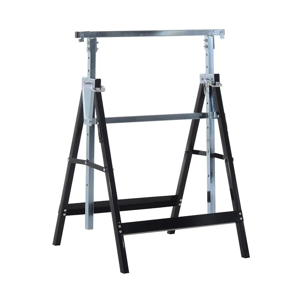 Lot de 2 tréteaux pliables télescopiques hauteur réglable 80-130 cm noir
