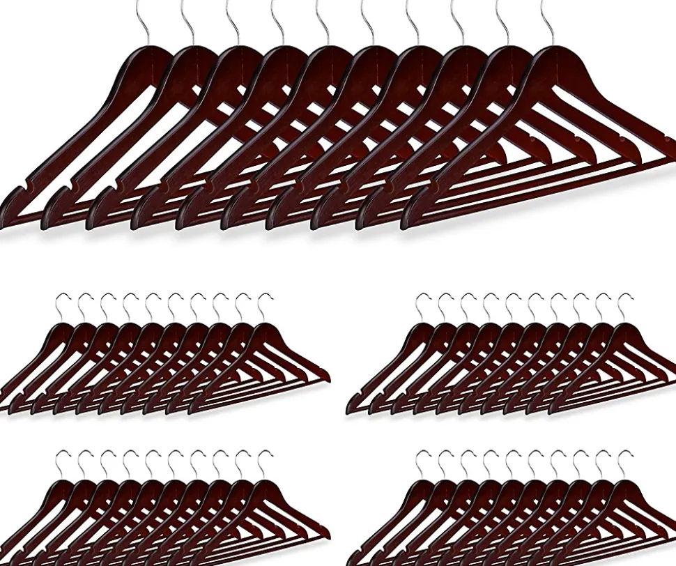Lot de de 50 cintres avec bois marron Helloshop26