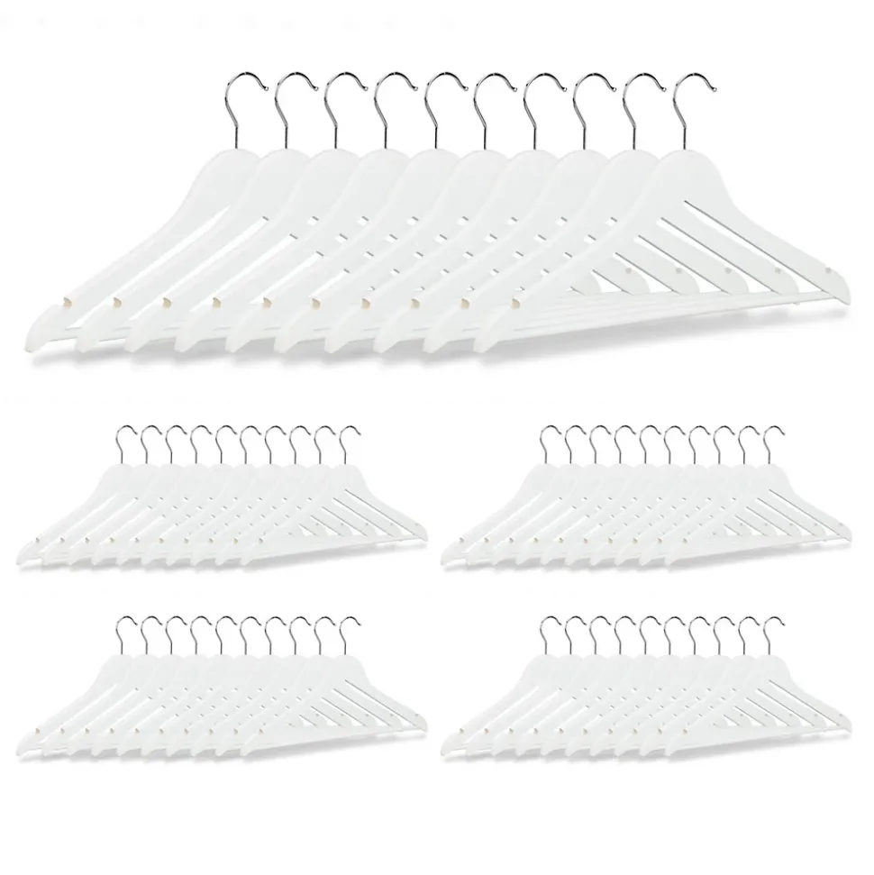Lot de de 50 cintres avec bois blanc Helloshop26
