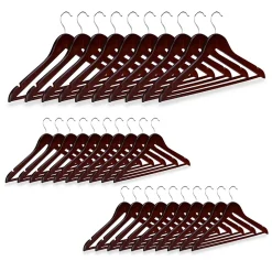 Lot de de 30 cintres avec bois marron Helloshop26