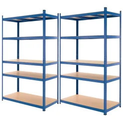 Lot 2x Etagere de Rangement 200x100x60 cm, Capacite max. 875 kg, 5 Plateaux MDF