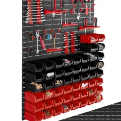 Magazine de petites pièces avec 28 boîtes empilables et supports d'outils 88 pièces avec 4 plaques murales