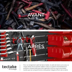 Magazine de petites pièces avec 28 boîtes empilables et supports d'outils 88 pièces avec 4 plaques murales