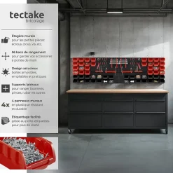Magazine de petites pièces avec 28 boîtes empilables et supports d'outils 88 pièces avec 4 plaques murales
