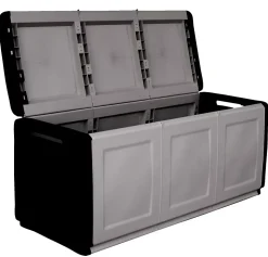 Malle Achse, Coffre polyvalent, Coffre de rangement, Boîte de rangement, 100% Made in Italy, 138x53h57 cm, Gris clair et noir