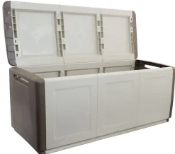 Malle Achse, Coffre polyvalent, Coffre de rangement, Boîte de rangement, 100% Made in Italy, 138x53h57 cm, Beige et Marron