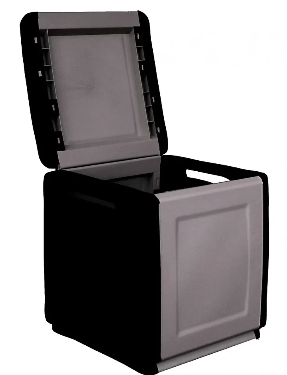 Malle Azziuro, Coffre polyvalent, Malle de rangement, Boîte de rangement, 100% Made in Italy, 54x53h57 cm, Gris clair et noir