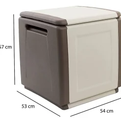 Malle Azziuro, Coffre polyvalent, Malle de rangement, Boîte de rangement, 100% Made in Italy, 54x53h57 cm, Beige et Marron