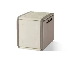 Malle Azziuro, Coffre polyvalent, Malle de rangement, Boîte de rangement, 100% Made in Italy, 54x53h57 cm, Beige et Marron