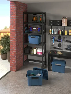 Malle de rangement 40 L Keter Scuba bleu et noir avec couvercle l.49,2 x H.49,5 x P.39 cm vendue par 3 pièces