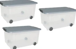 Malle de rangement 50 L transparent avec couvercle Curver Scotti vendue par 3 pièces