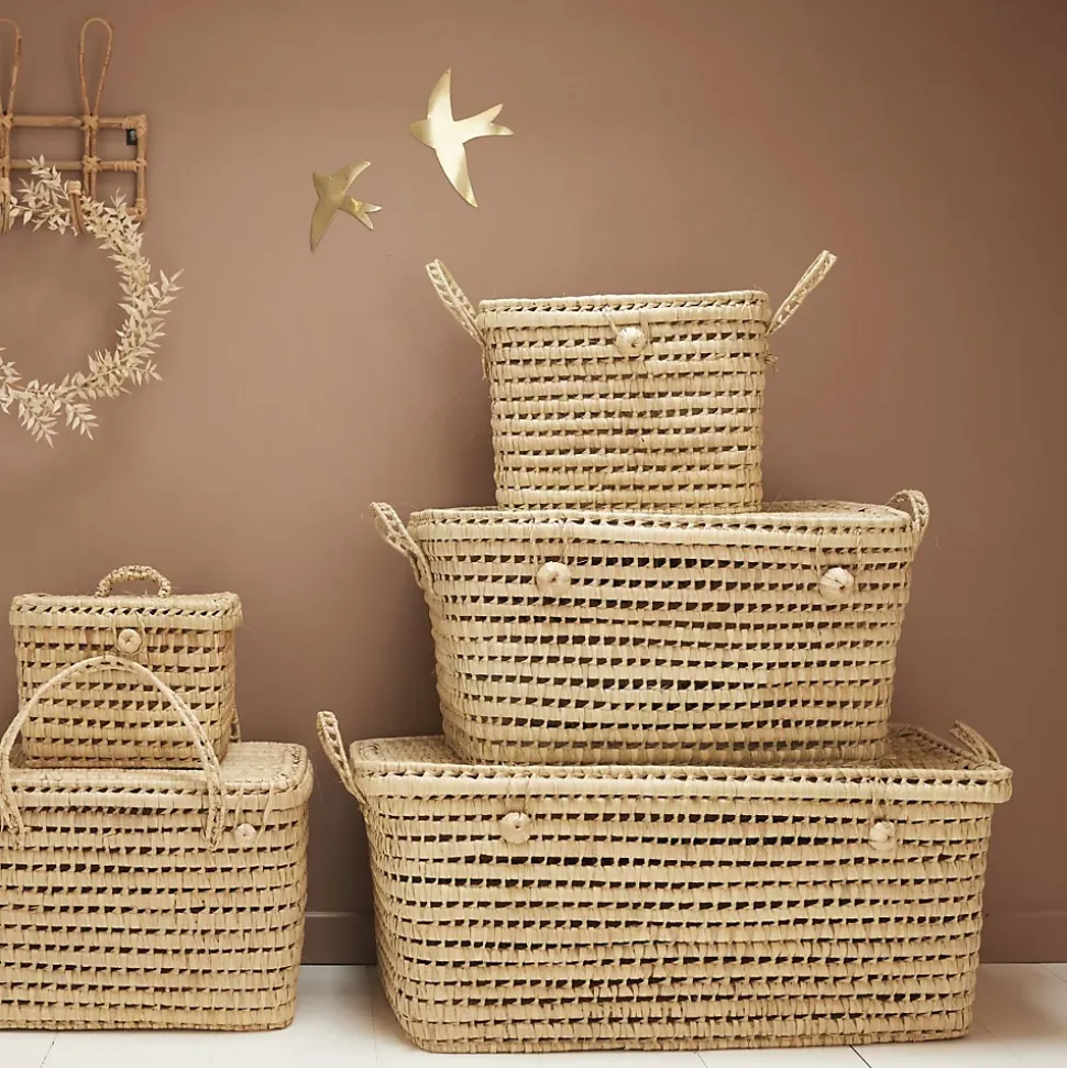 Malle de rangement feuille de palmier (80 cm - Naturel)