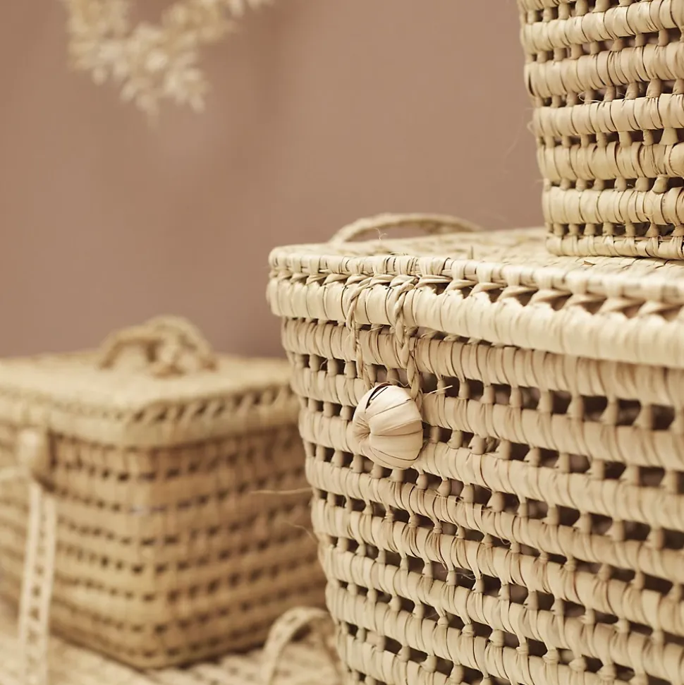 Malle de rangement feuille de palmier (80 cm - Naturel)