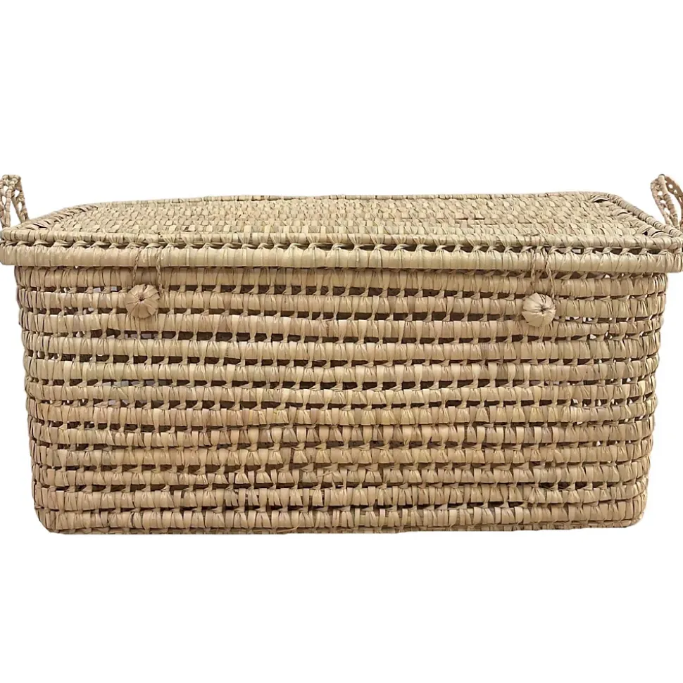 Malle de rangement feuille de palmier (80 cm - Naturel)