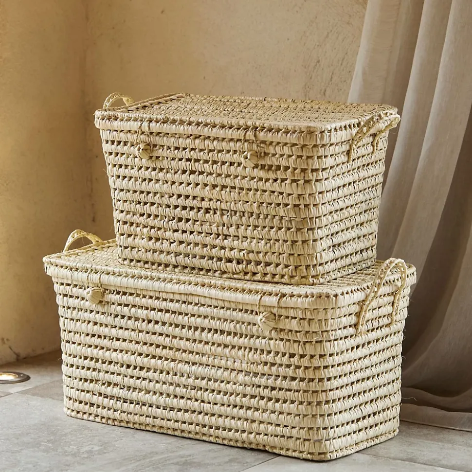 Malle de rangement feuille de palmier (80 cm - Naturel)