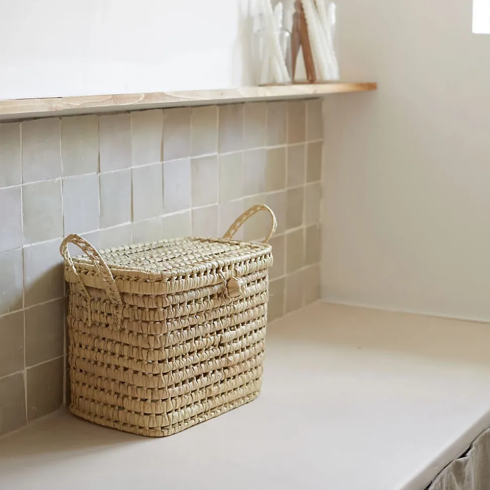 Malle de rangement feuille de palmier (40 cm - Naturel)