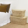 Malle de rangement feuille de palmier (60 cm - Naturel)