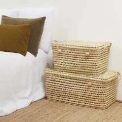 Malle de rangement feuille de palmier (60 cm - Naturel)