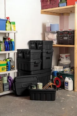 Malle de rangement 11L noire avec couvercle l.27 x H.22 x P.40 cm, Keter Tote