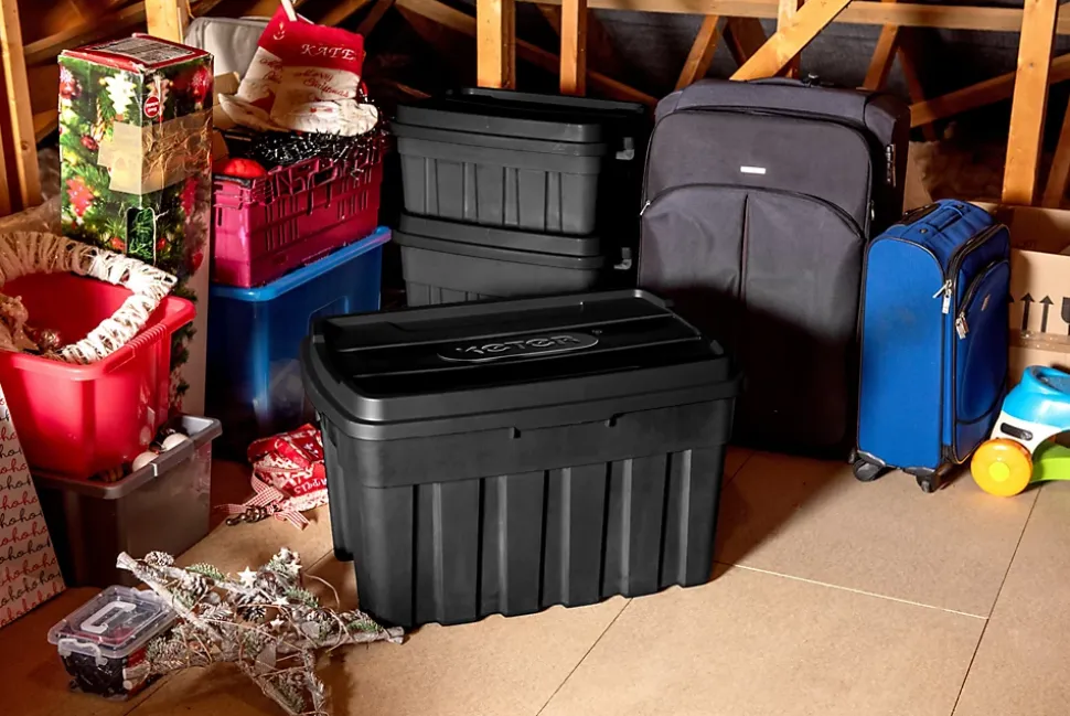 Malle de rangement 37L noire avec couvercle l.41 x H.26 x P.60 cm, Keter Tote