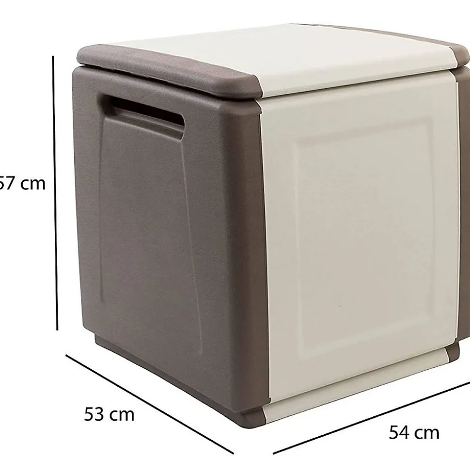 Malle Lille, Coffre polyvalent, Malle de rangement, Boîte de rangement, 100% Made in Italy, 54x53h57 cm, Beige et Marron
