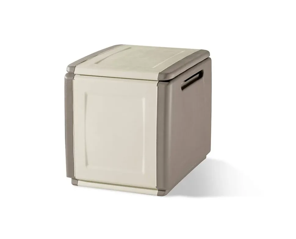 Malle Lille, Coffre polyvalent, Malle de rangement, Boîte de rangement, 100% Made in Italy, 54x53h57 cm, Beige et Marron