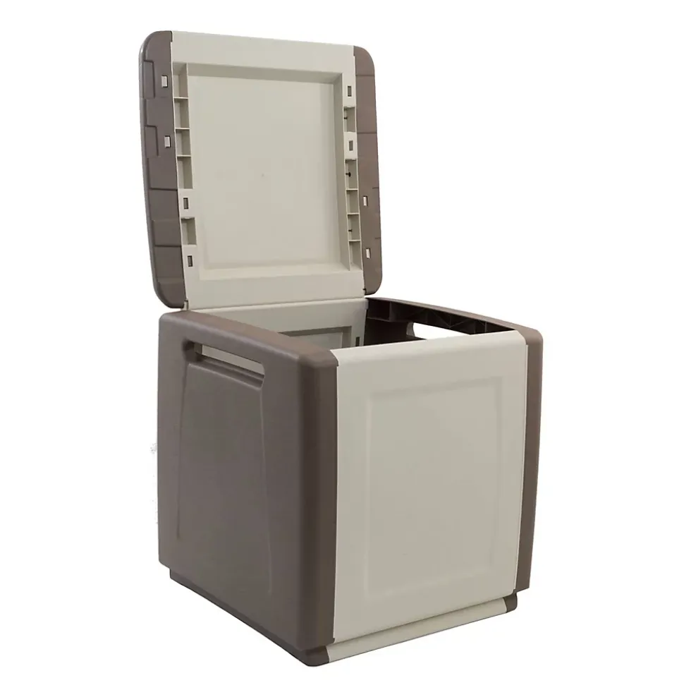Malle Lille, Coffre polyvalent, Malle de rangement, Boîte de rangement, 100% Made in Italy, 54x53h57 cm, Beige et Marron