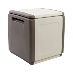 Malle Lille, Coffre polyvalent, Malle de rangement, Boîte de rangement, 100% Made in Italy, 54x53h57 cm, Beige et Marron
