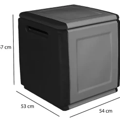 Malle Lille, Coffre polyvalent, Malle de rangement, Boîte de rangement, 100% Made in Italy, 54x53h57 cm, Gris clair et noir
