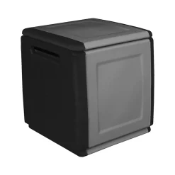 Malle Lille, Coffre polyvalent, Malle de rangement, Boîte de rangement, 100% Made in Italy, 54x53h57 cm, Gris clair et noir